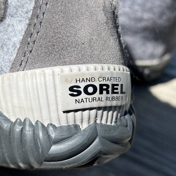 Sorel Out N About Duck Boots Size 4 W Gray Felt Black Pink Laces Grey Waterproof - Picture 8 of 10